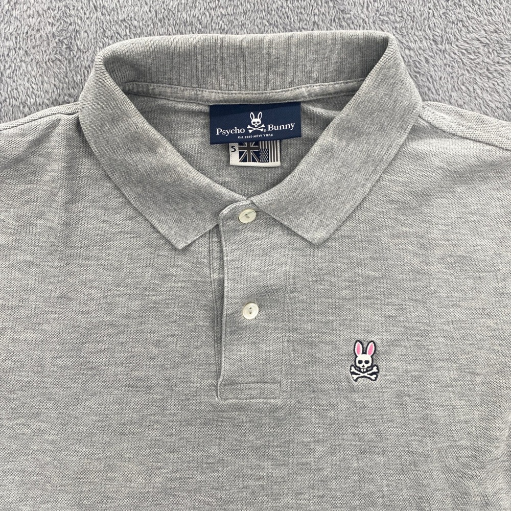 Psycho Bunny Polo Shirt Mens 5 Gray Pima Cotton Short Sleeve B6K001ARPC